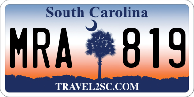 SC license plate MRA819