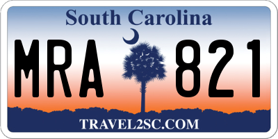 SC license plate MRA821