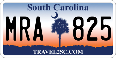 SC license plate MRA825