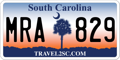 SC license plate MRA829