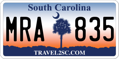 SC license plate MRA835