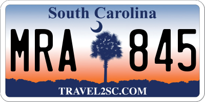 SC license plate MRA845