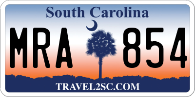 SC license plate MRA854