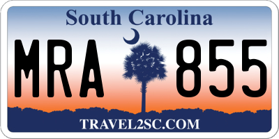 SC license plate MRA855