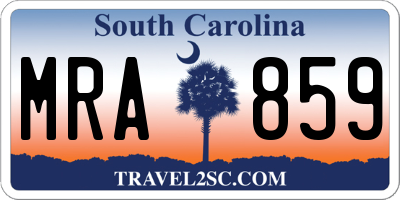 SC license plate MRA859