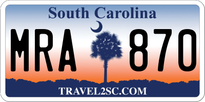 SC license plate MRA870