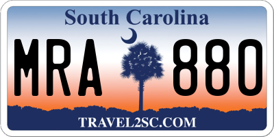 SC license plate MRA880