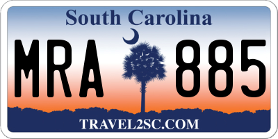 SC license plate MRA885