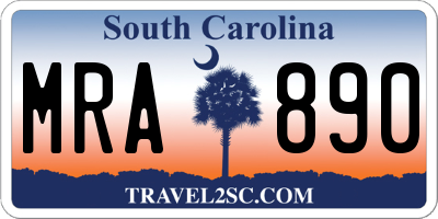 SC license plate MRA890