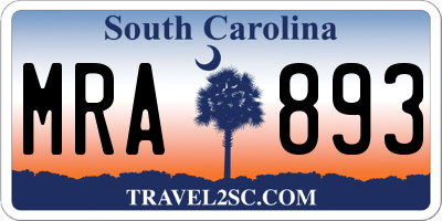 SC license plate MRA893