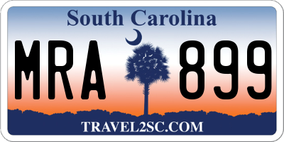 SC license plate MRA899