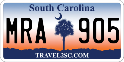 SC license plate MRA905