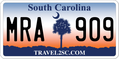 SC license plate MRA909