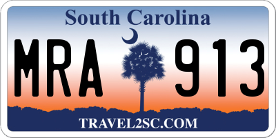 SC license plate MRA913