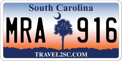 SC license plate MRA916
