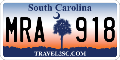 SC license plate MRA918