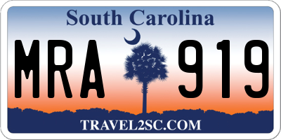 SC license plate MRA919