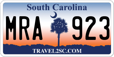SC license plate MRA923