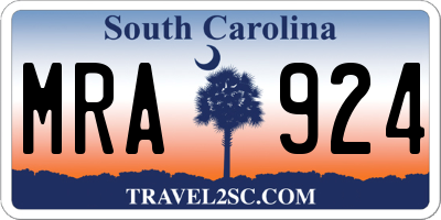 SC license plate MRA924
