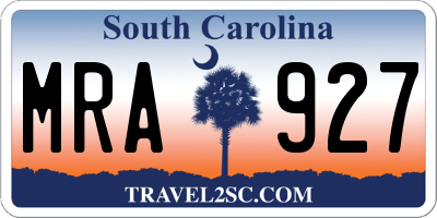 SC license plate MRA927