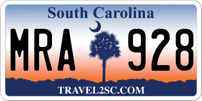 SC license plate MRA928