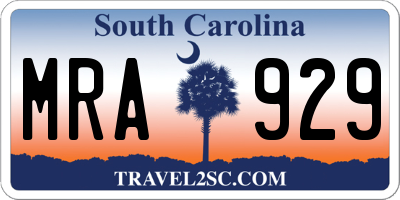 SC license plate MRA929