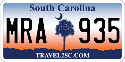 SC license plate MRA935