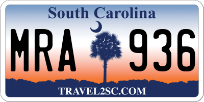 SC license plate MRA936