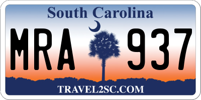 SC license plate MRA937