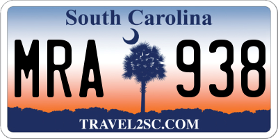 SC license plate MRA938