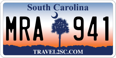 SC license plate MRA941