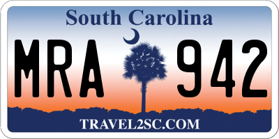 SC license plate MRA942