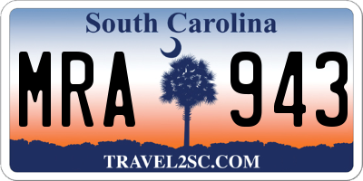 SC license plate MRA943