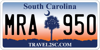 SC license plate MRA950