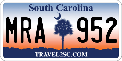 SC license plate MRA952