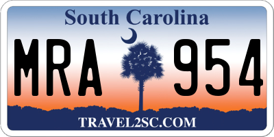 SC license plate MRA954