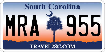 SC license plate MRA955