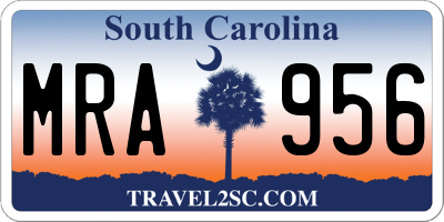 SC license plate MRA956