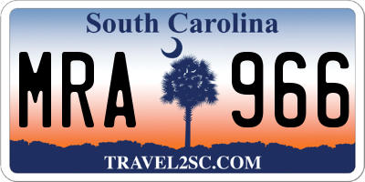 SC license plate MRA966