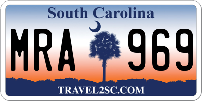 SC license plate MRA969
