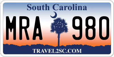 SC license plate MRA980