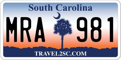 SC license plate MRA981