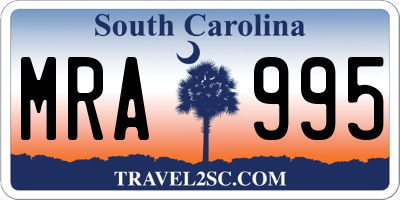 SC license plate MRA995