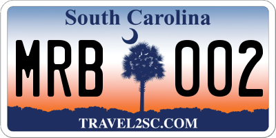 SC license plate MRB002
