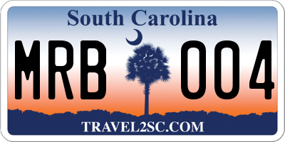 SC license plate MRB004
