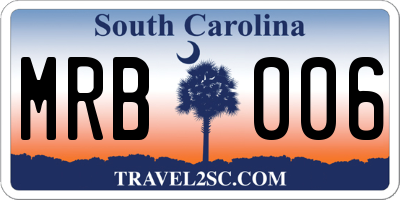 SC license plate MRB006
