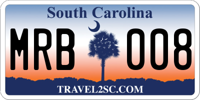 SC license plate MRB008