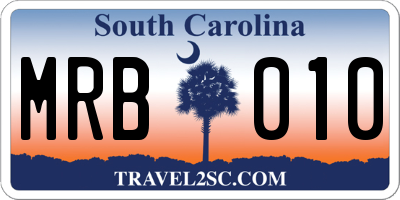 SC license plate MRB010