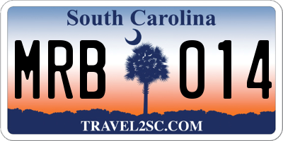 SC license plate MRB014