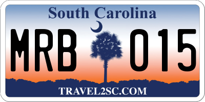SC license plate MRB015